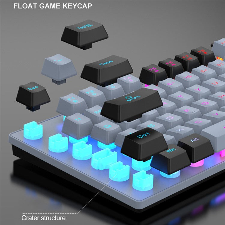 XUNFOX K10 USB Wired Mechanical Hand-Feel Keyboard 87 Keys Gamer Keyboard with Colorful Backlight - Grey / Black