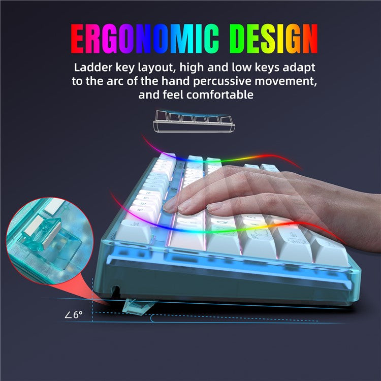 HXSJ L600 Cartoon Pattern 87-Key Mechanical Keyboard Ergonomic Wired Gaming Keyboard - Blue