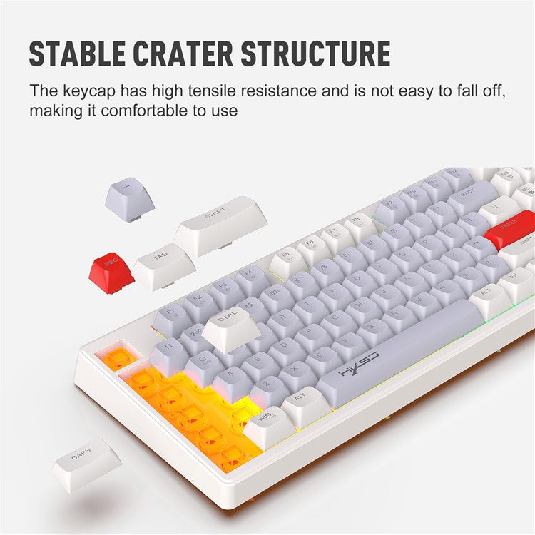 HXSJ V300 Mechanical Gaming Keyboard 108 Keys RGB Streamer Adjustable Backlit Wired Keyboard - Grey+White+Orange