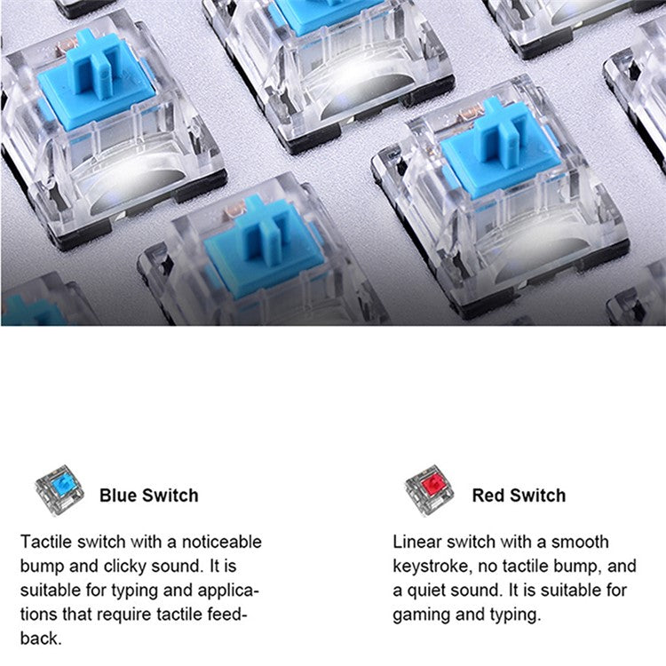 IBLANCOD K61 Mixed Color Keycap Mechanical Blue Backlight Gaming Keyboard for Computer - Yellow+Grey / Blue