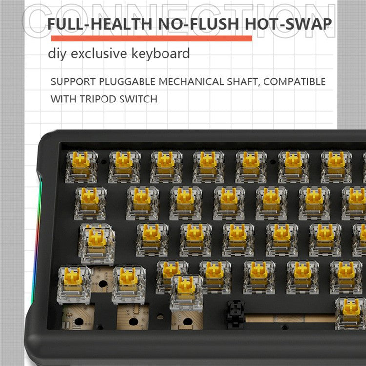 LEAVEN K610 1.6m Wired 61-key Water-cooled E-sports Gaming Mechanical Keyboard, Classic Version - Orange+Grey+Yellow / Red Switch