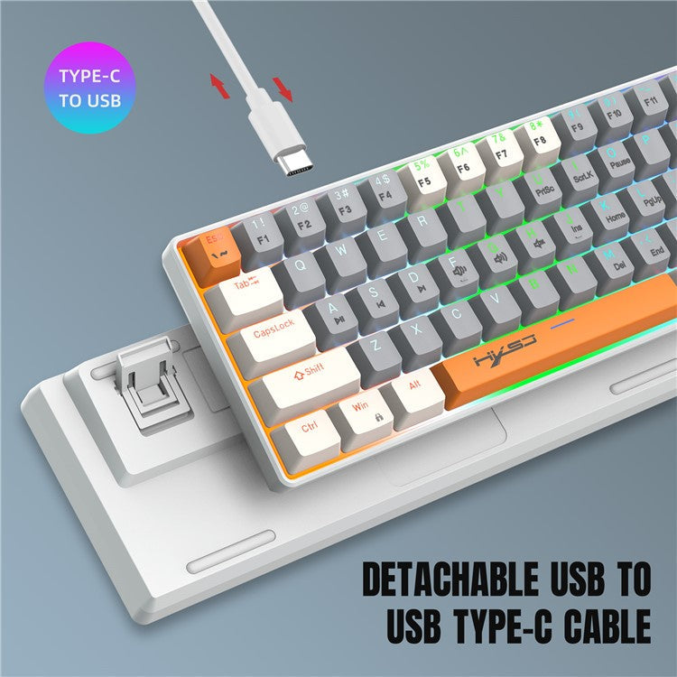 HXSJ V500 Mechanical Wired Keyboard 63 Keys Gaming Keyboard with Backlight Effect - Red Switch