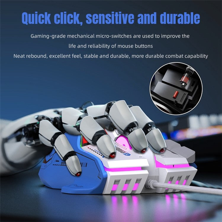 HXSJ G6 12800DPI 10 Buttons USB Wired Computer Laptop Mice Macro Programming Gaming Mouse with RGB Light - White