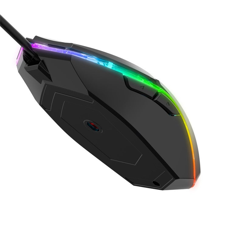 MORZZOR S700 Mute 1600 DPI Optical Mouse USB Wired Computer Laptop Gaming Mice with Colorful Breathing Light - Black