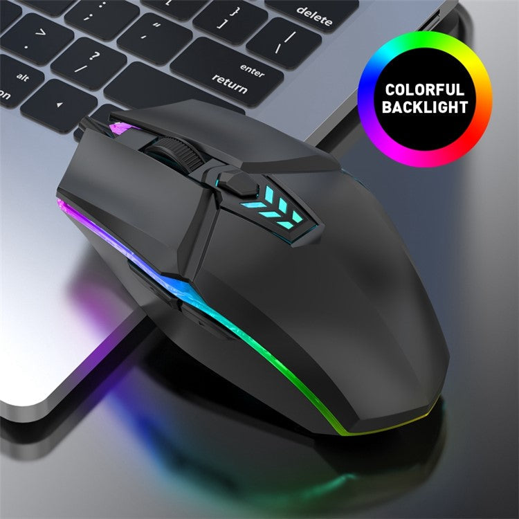 MORZZOR S700 Mute 1600 DPI Optical Mouse USB Wired Computer Laptop Gaming Mice with Colorful Breathing Light - Black
