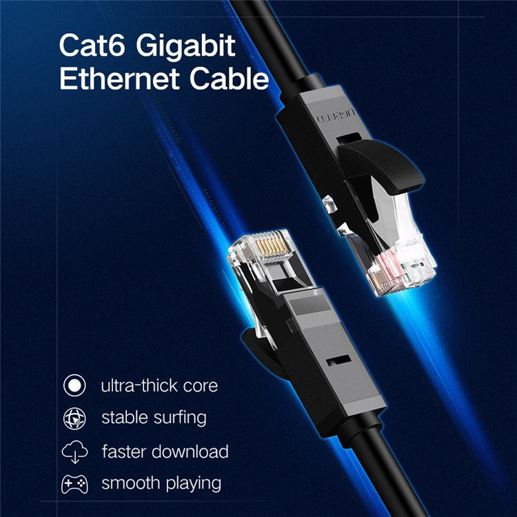 UGREEN 20164 Ethernet Cable Eight-Core 1000Mbps Cat6 Network LAN Cord UTP Gigabit Networking Cable 10m