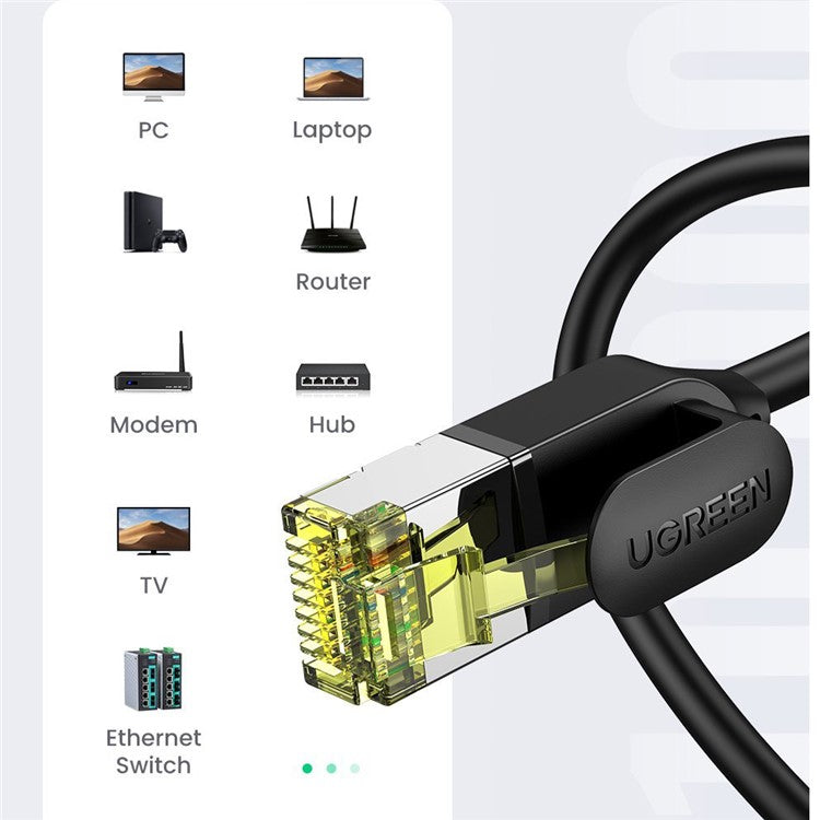 UGREEN 80414 Gigabit Cat7 RJ45 LAN Cable Ethernet Cable 10Gbps Computer Router Network Connection Cord - 1m