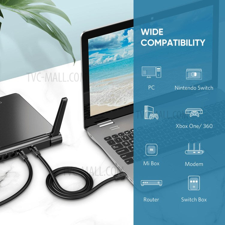 UGREEN 70327 RJ45 Cat8 Ethernet Cable 8-Core 2000MHz Bandwidth 25Gbps LAN Network Cable - 1m