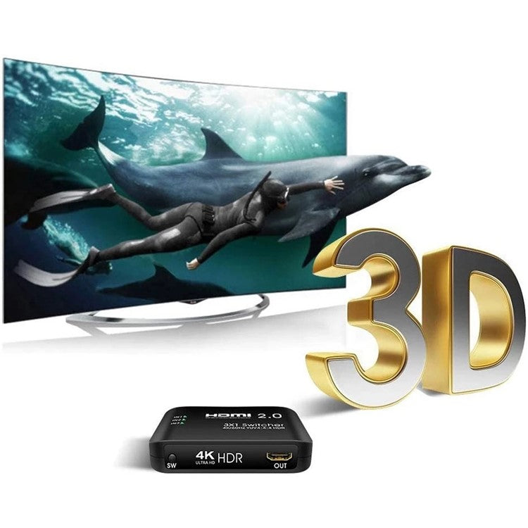 3 Input 1 Output 4K HDMI Switcher Hub YUV 4:4:4 HDR HDCP HDMI 2.0 Adapter Switcher with IR Receiver Remote Control for PS4 Xbox One HDTV