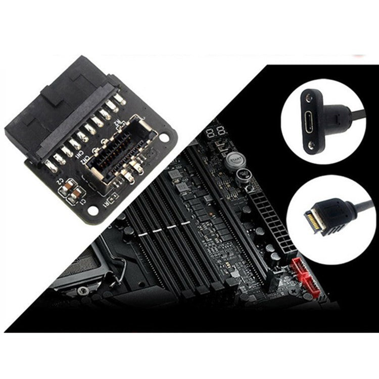PH73A Motherboard USB 3.0 19P/20P to Type-E 90 Degree Adapter Chassis Front Type-C Plug-in Port Connector