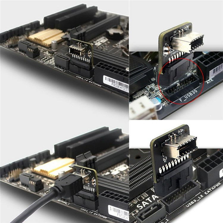 PH73A Motherboard USB 3.0 19P/20P to Type-E 90 Degree Adapter Chassis Front Type-C Plug-in Port Connector