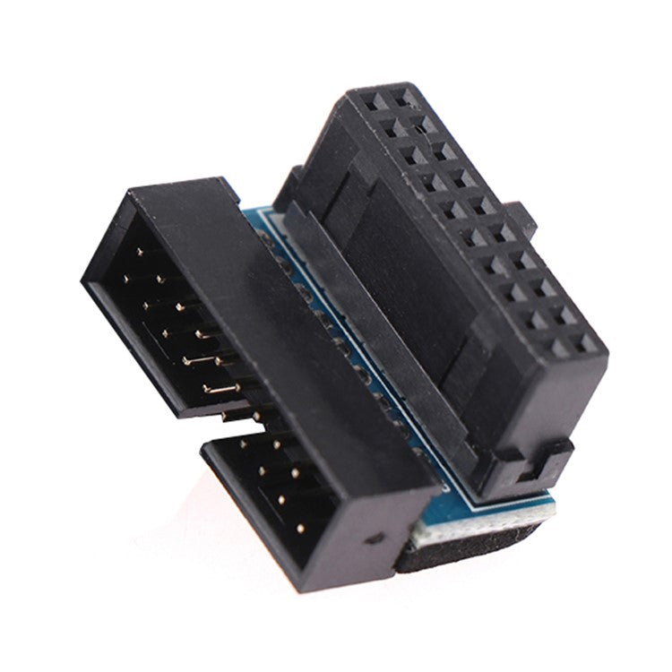 PH19A Desktop Computer Motherboard USB3.0 19Pin/20Pin Vertical Pin Socket Adapter Down Angled 90 Degree - Black