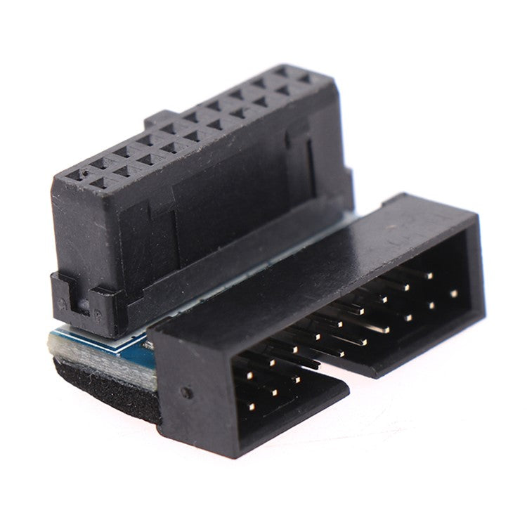 PH19A Desktop Computer Motherboard USB3.0 19Pin/20Pin Vertical Pin Socket Adapter Down Angled 90 Degree - Black