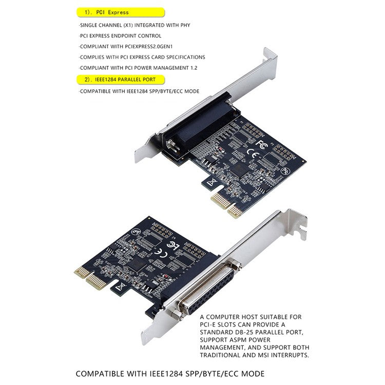 TXB072 PCI-E to Parallel Port 25-pin Printer Adapter Card AX99100 Pcie Parallel Expansion Card