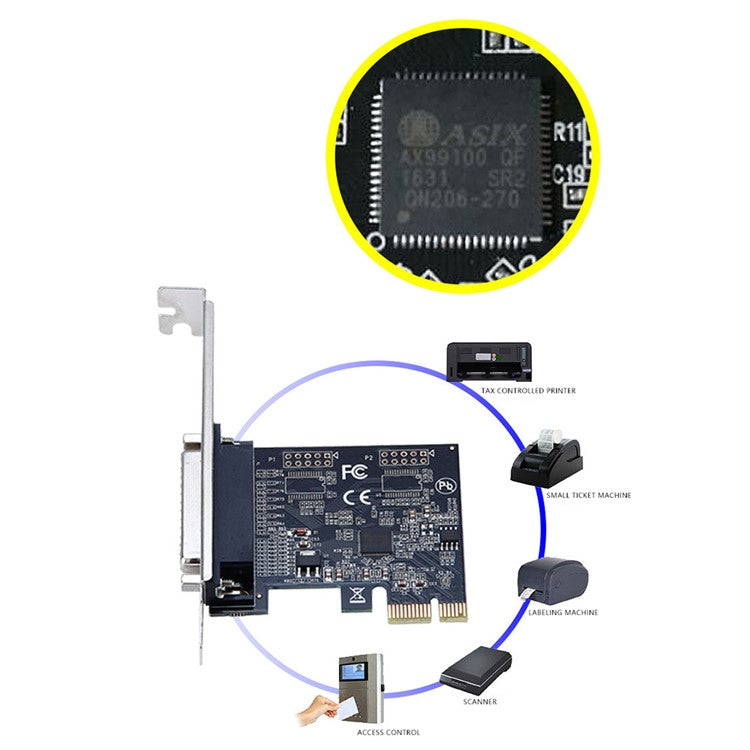 TXB072 PCI-E to Parallel Port 25-pin Printer Adapter Card AX99100 Pcie Parallel Expansion Card