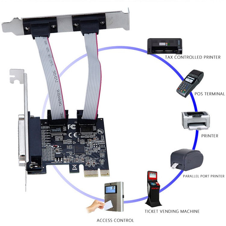 TXB076 ASIX / AX99100 Chip Pcie 1 Parallel to 2 Serial COM Port RS232 to 9-pin Expansion Card