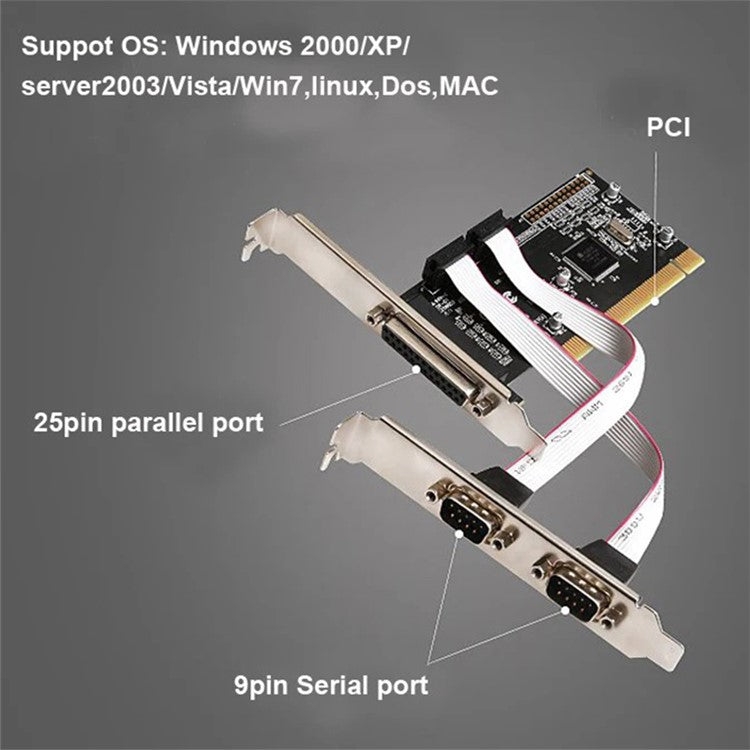 TXB182 2 Serial + 1 Parallel RS232 Expansion Card 1P2S Printer PCI Connection Card
