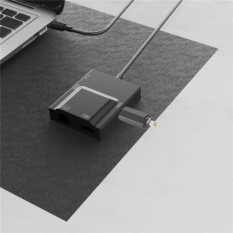 NK-3057HDMI USB-C Hub Adapter to 2xUSB 3.0+HD+Type-C+RJ45 Converter for Laptop