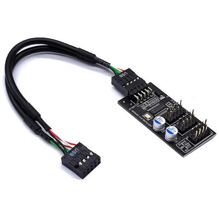YNS-02 Motherboard USB 2.0 9-pin to 3x 9-pin Adapter Extension Cable Card