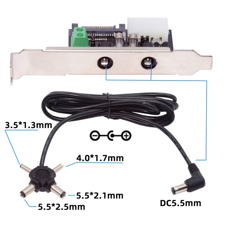 PW-030 Dual DC5.5mm 12V / 5V Output Power System Intelligent Control Management System Power Card with PCI-E Bracket