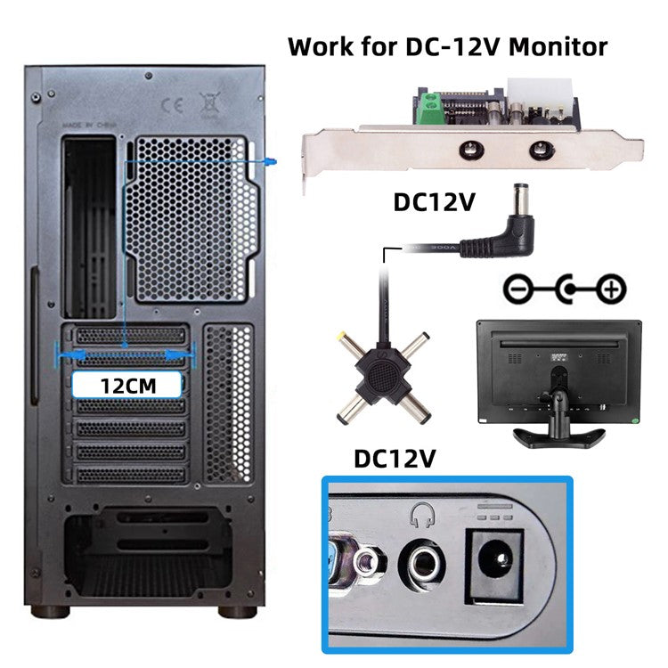 PW-030 Dual DC5.5mm 12V / 5V Output Power System Intelligent Control Management System Power Card with PCI-E Bracket