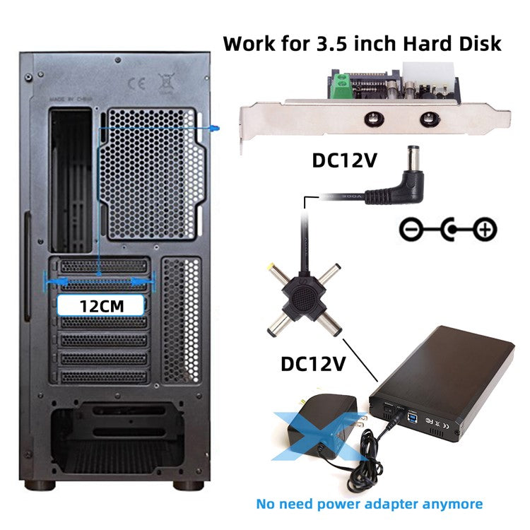 PW-030 Dual DC5.5mm 12V / 5V Output Power System Intelligent Control Management System Power Card with PCI-E Bracket