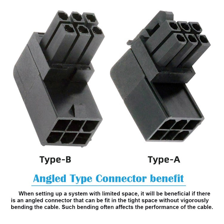 PW-021 2Pcs / Set ATX 6Pin Male to Female 90 Degree Up Down Angled Power Header Adapter for GPU Graphics Card