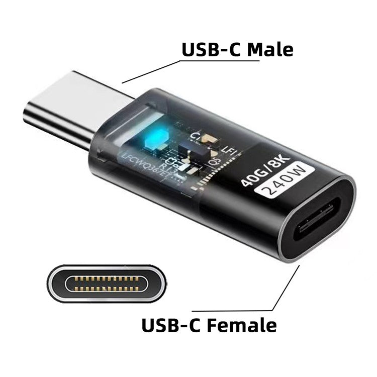UC-103-TR USB4 Type C Male to Female 240W 40Gbps Data 8K Video Adapter for Nintendo Switch / Phone / Laptop