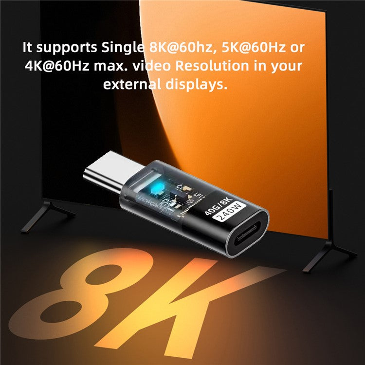UC-103-TR USB4 Type C Male to Female 240W 40Gbps Data 8K Video Adapter for Nintendo Switch / Phone / Laptop