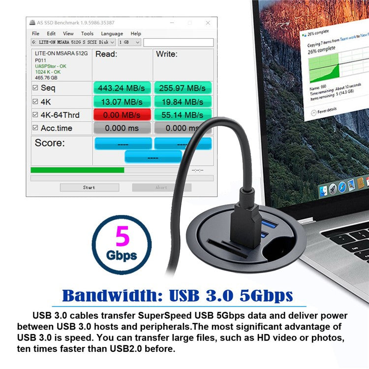 U3-095-HUB04 Desktop USB Hub to 2xCard Reader+USB-C+2xUSB 3.0+Headphone Jack Splitter Dock Station