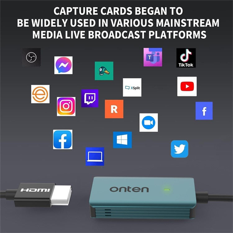 ONTEN US331 13cm Cable HDMI Female to USB Male Adapter 1080P 60Hz Gaming HD Video Capture Card