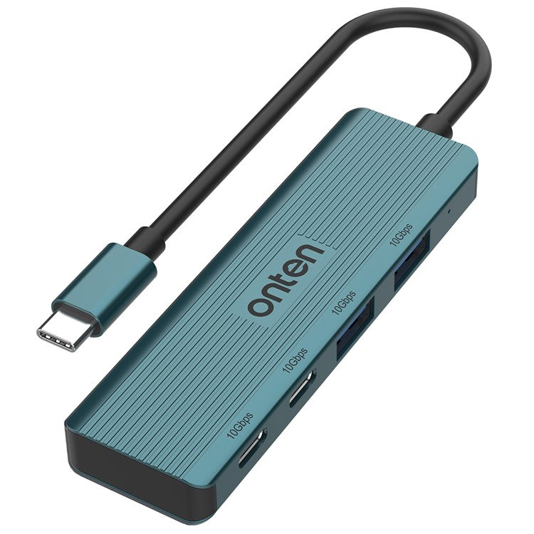 ONTEN UC622 15cm Cable Type-C to 2USB+2Type-C Ports 10Gbps USB Hub Splitter Laptop Phone Adapter - Green