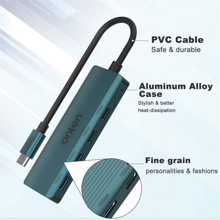 ONTEN UC620 15cm Cable Type-C to 4xUSB-C USB3.2 Gen2 Ports USB Hub Laptop Phone Adapter