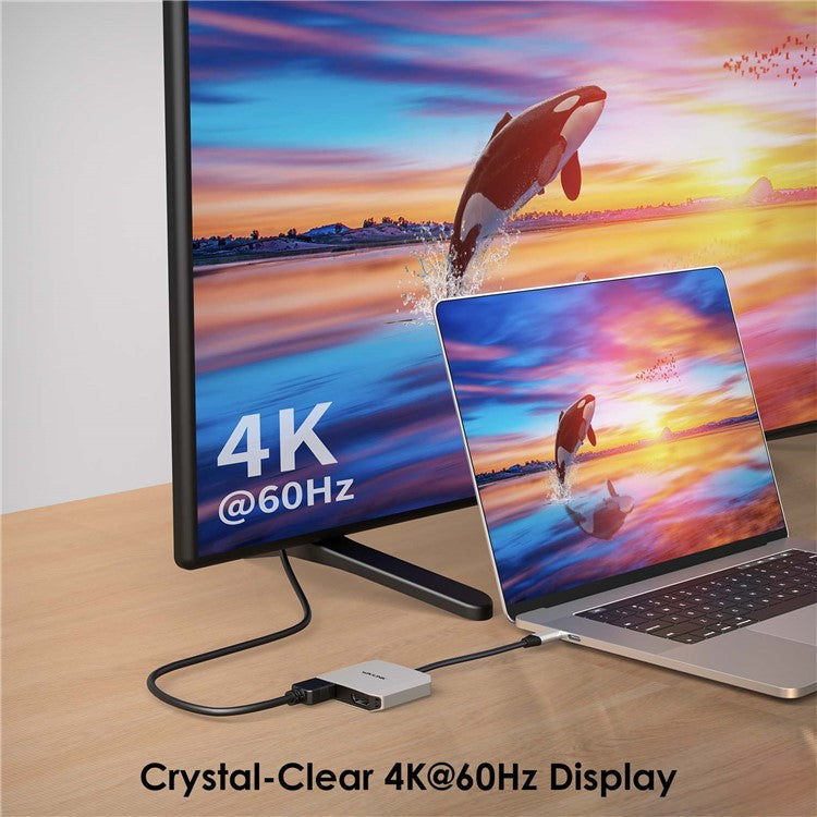 WAVLINK UHP510 Pro USB C to Dual HD Converter 4K 60Hz Dual Monitor Adapter Support 87W PD Charging