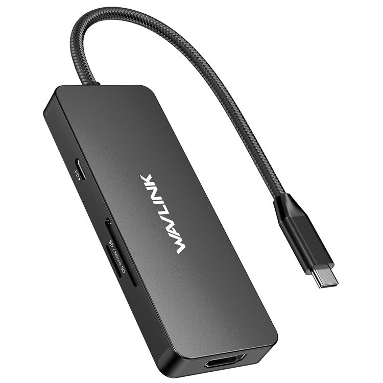 WAVLINK UHP3416 7-in-1 USB-C to 4K HD 100W PD Charging SD / TF Card Reader Docking Station - Black