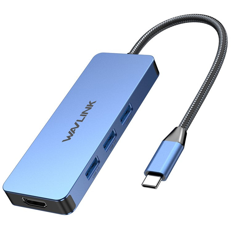 WAVLINK UHP3416 7-in-1 USB-C to 4K HD 100W PD Charging SD / TF Card Reader Docking Station - Blue