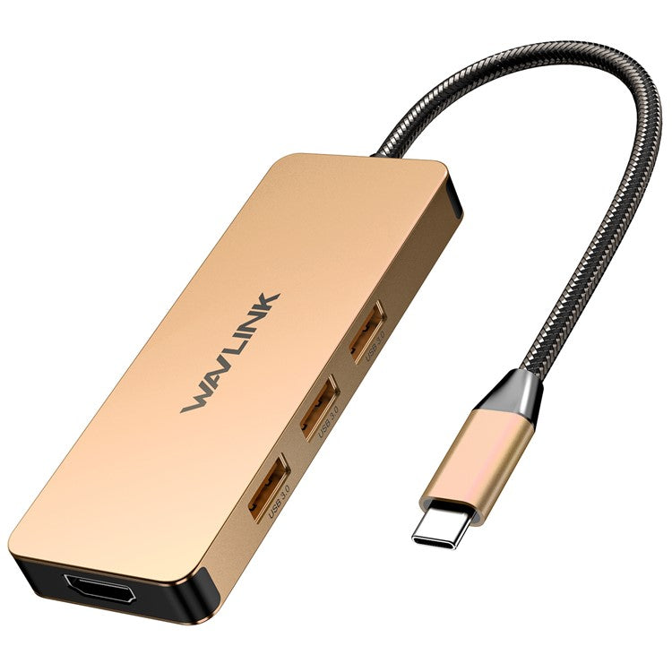 WAVLINK UHP3416 7-in-1 USB-C to 4K HD 100W PD Charging SD / TF Card Reader Docking Station - Rose Gold