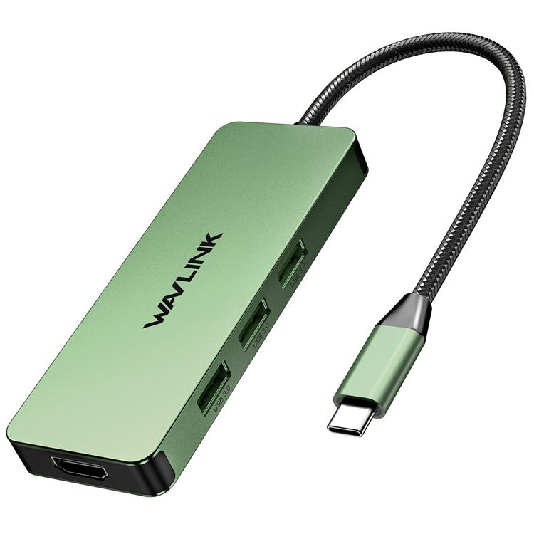 WAVLINK UHP3416 7-in-1 USB-C to 4K HD 100W PD Charging SD / TF Card Reader Docking Station - Blackish Green