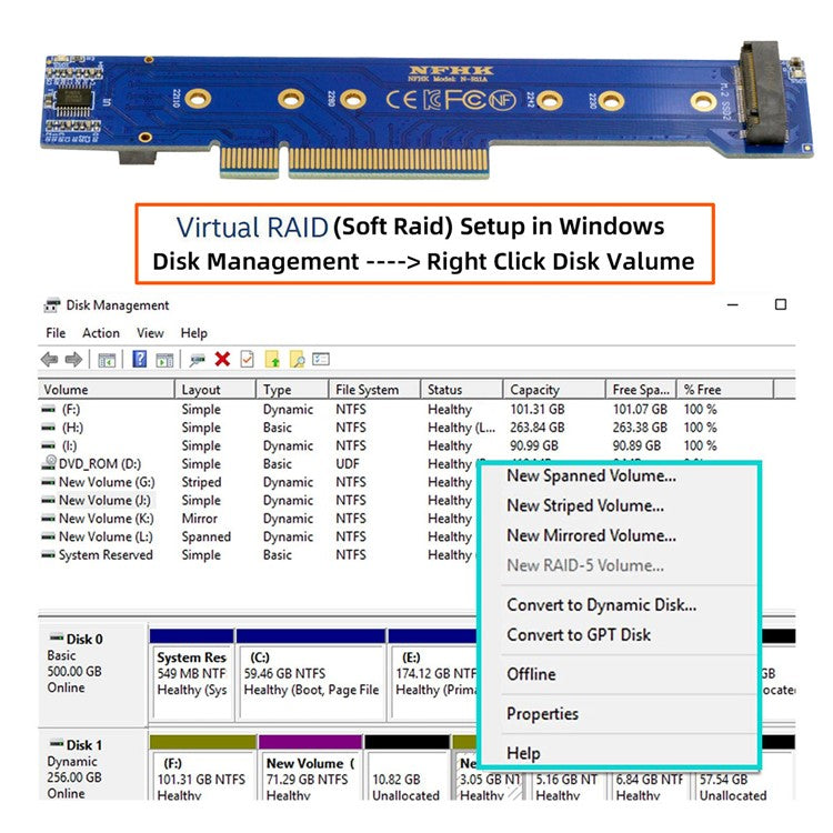 SA-012-LP Low Profile Dual 2x NVME M.2 SSD to PCIE Express Gen4 X8 X16 Raid Card VROC Raid0 Hyper Adapter