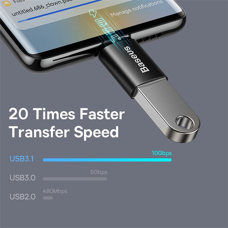 BASEUS Ingenuity Series Mini OTG Adapter Type-C Male to USB-A 3.1 Female Converter - Black