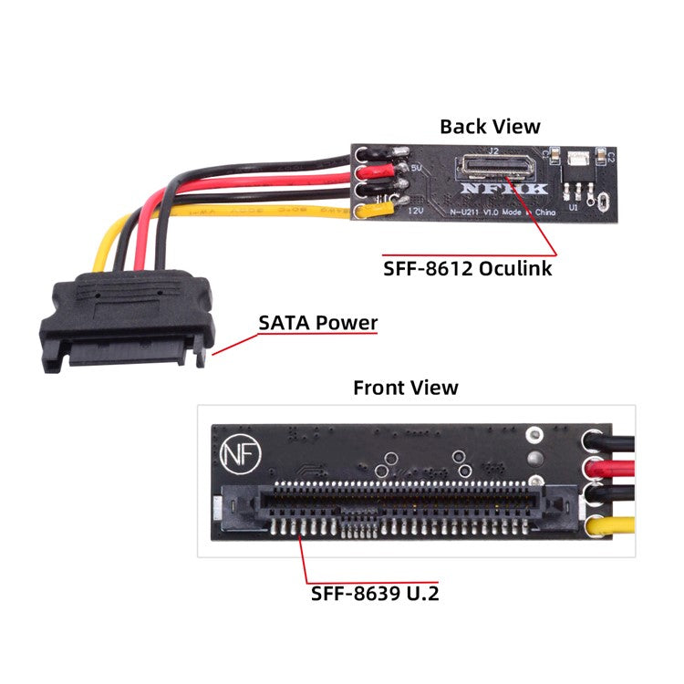 SFF-8611 Oculink Female SFF-8612 to U.2 U.3 SFF-8639 NVME Pcie PCI-Express SSD Adapter for Mainboard