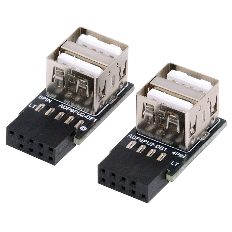 U2-029-AF002 2Pcs / Set 9Pin 10Pin Motherboard Female Header to Dual USB 2.0 Female Adapter Horizontal Type