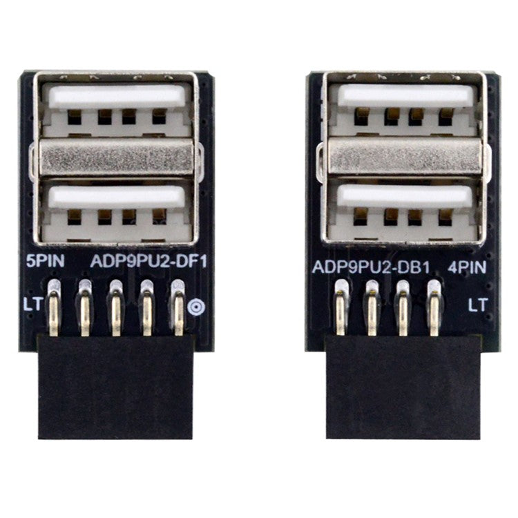 U2-029-AF002 2Pcs / Set 9Pin 10Pin Motherboard Female Header to Dual USB 2.0 Female Adapter Horizontal Type