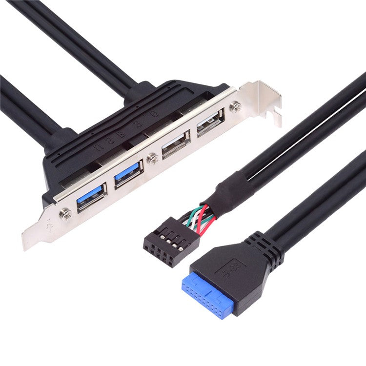 U3-066-U2 Internal Four USB2.0 & USB 3.0 Female Mount Panel to Motherboard 9-pin 19-pin 20-pin Baffle Cable