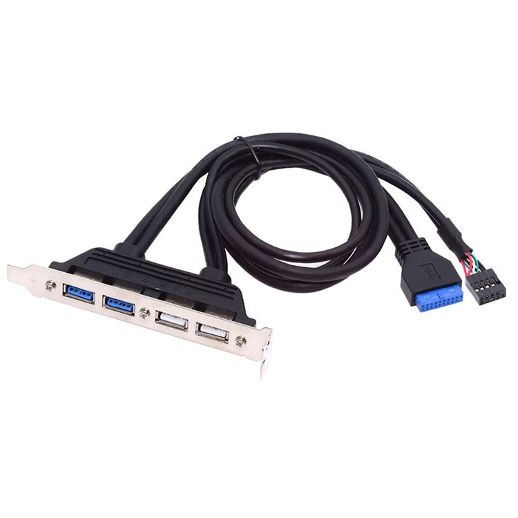 U3-066-U2 Internal Four USB2.0 & USB 3.0 Female Mount Panel to Motherboard 9-pin 19-pin 20-pin Baffle Cable