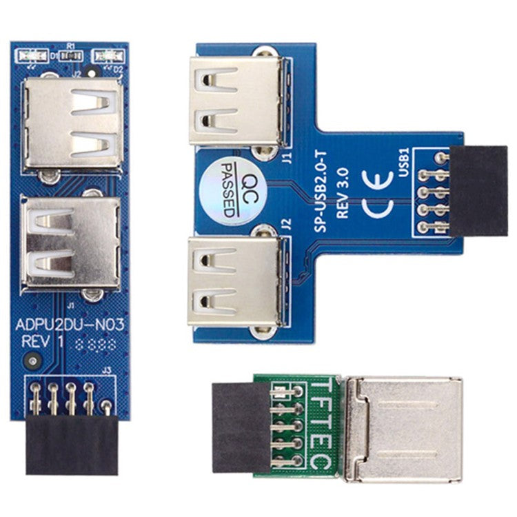 U2-075-9P 3Pcs / Set 9Pin USB2.0 Motherboard Front Panel Header Female to Dual USB Female Adapter Vertical / Horizontal Type