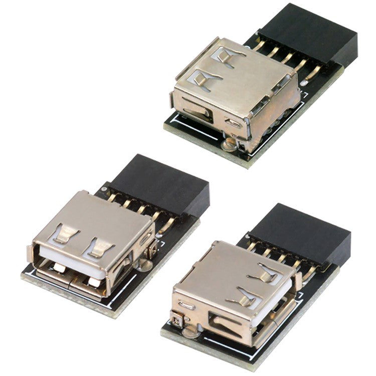 U2-075-1P 3Pcs / Set 9Pin / 10Pin Motherboard Front Panel Header Female to Single USB 2.0 Female Adapter, Straight+Left+Right Angle