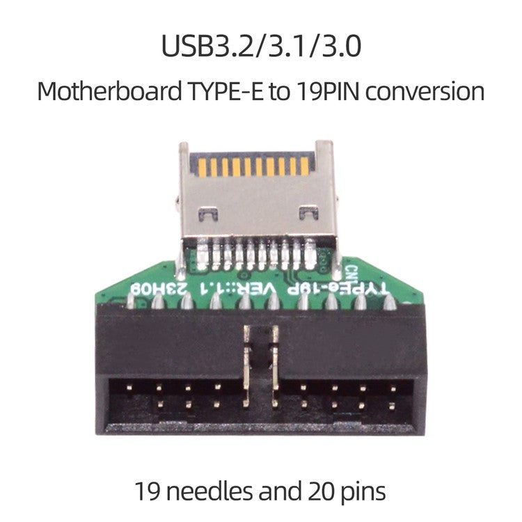 UC-141-TC004 Type-E IDC Socket USB 3.1 Front Panel Header to USB 3.0 20Pin Header Extension Adapter for Desktop Motherboard