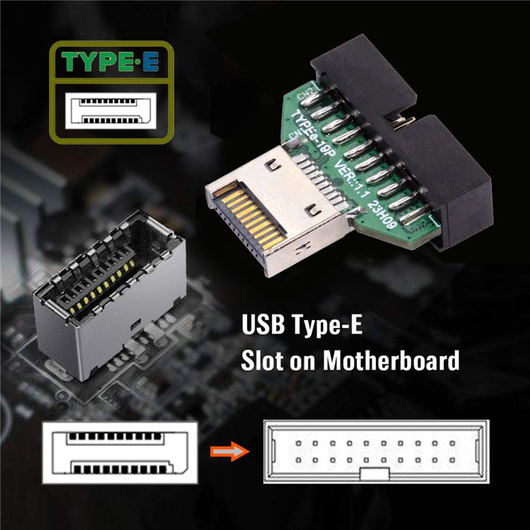 UC-141-TC004 Type-E IDC Socket USB 3.1 Front Panel Header to USB 3.0 20Pin Header Extension Adapter for Desktop Motherboard
