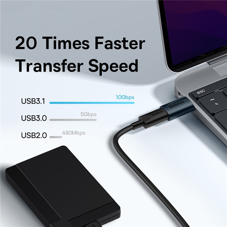 BASEUS Ingenuity Series Mini OTG Adapter USB 3.1 Male to Type-C Female Converter - Blue